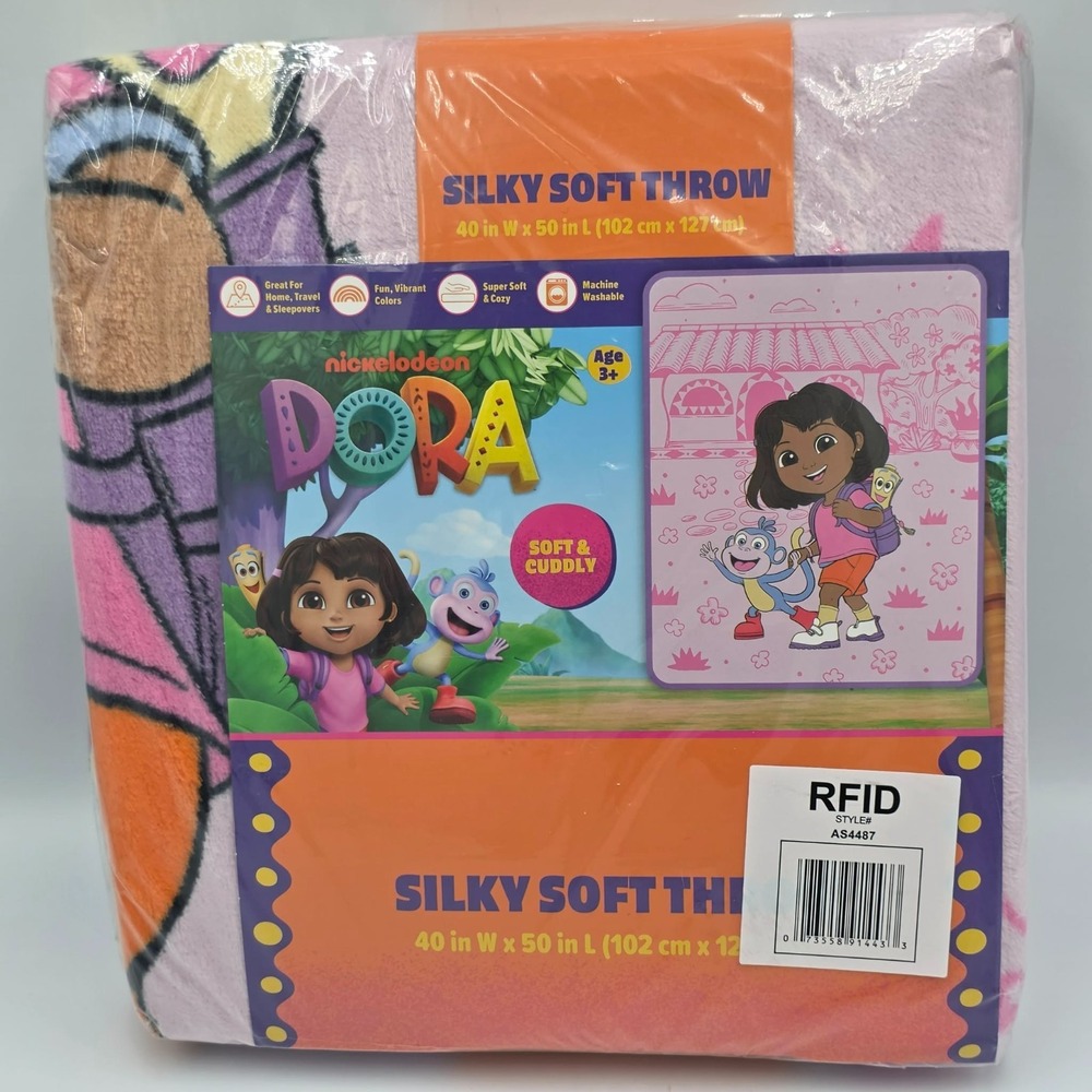 Nickelodeon Dora the Explorer & Boots Pink Silky Soft Throw Blanket 40 X 50 in